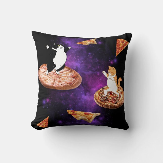 Coussin Chats amusants faisant de la pizza dans l'espace (Recto)