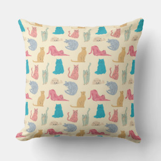 Coussin Chats au pastel