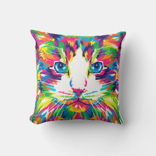 Coussin Chats colorés Art esthétique Chat Pictures Chat Ar