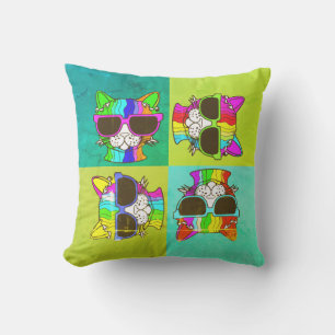 Coussin Chats colorés cool