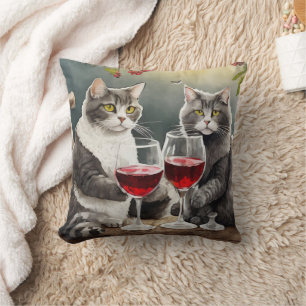 Coussin Chats cools boivent du vin Coussin!