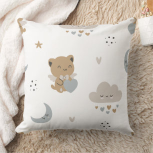 Coussin Chats d'ange Kawaii & Nuages (1)