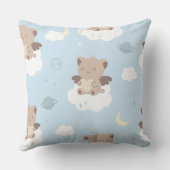 Coussin Chats d'ange Kawaii sur motif de nuages (Verso)