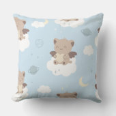 Coussin Chats d'ange Kawaii sur motif de nuages (Recto)
