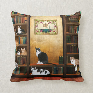 Coussin Chats de bibliothèque