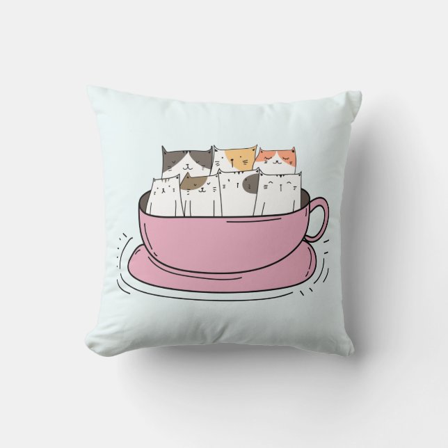 Coussin Chats de café personnalisés (Recto)