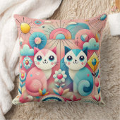 Coussin Chats de dessin animé mignons Scène de nature 🐱 (Couverture)