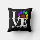 Coussin Chats de Key West aimés (texte blanc) (Verso)