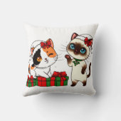 Coussin Chats de Noël Chibi avec des Cadeaux (Verso)
