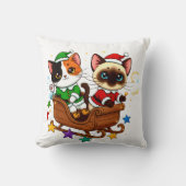 Coussin Chats de traîneau de Noël ! (Recto)