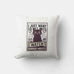 Coussin Chats domestiques regardent des films d'horreur Co