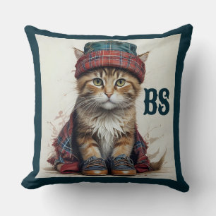 Coussin Chats écossais déguisé - chats tartans charmants