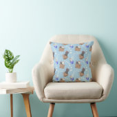 Coussin Chats en boîte et gouttes de lait sur bleu (Chaise)