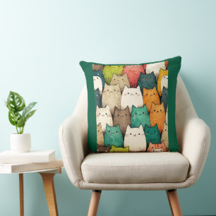 Coussin Chats en cartons mignons aux couleurs vibrantes