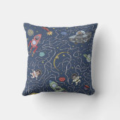 Coussin Chats et fusées dans l'espace pour enfants (Verso)