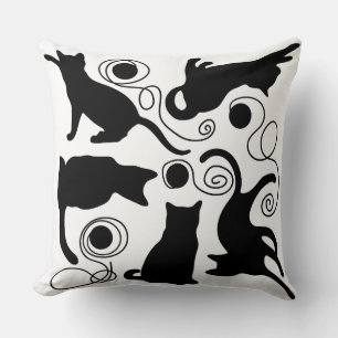 Coussin Chats et silhouettes de fils