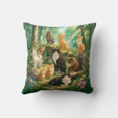 Coussin Chats Fantaisistes dans une Forêt Enchantée (Verso)