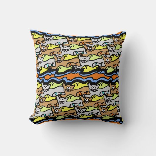 Coussin Chats graphiques et poisson caricature Jeu d'oreil (Recto)