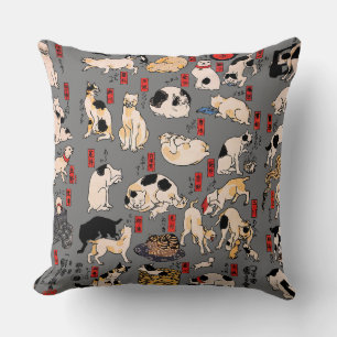Coussin Chats japonais Ukiyo-e Art drôle
