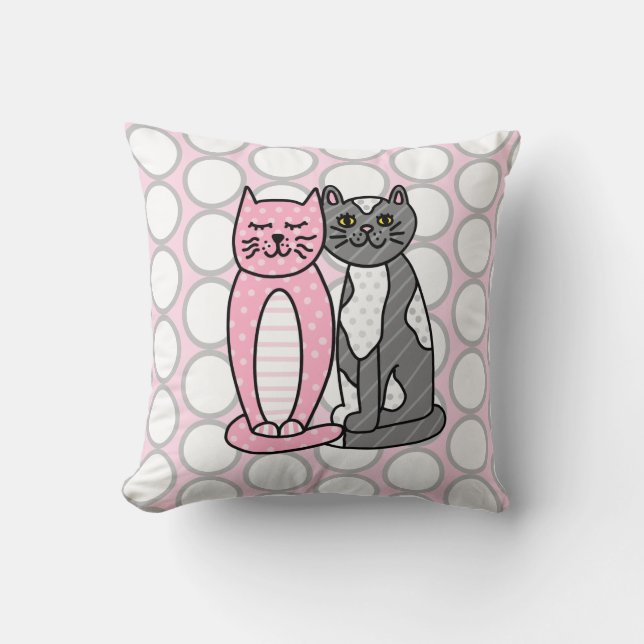 Coussin Chats Kitty Roses et Grey Cute Cute (Recto)