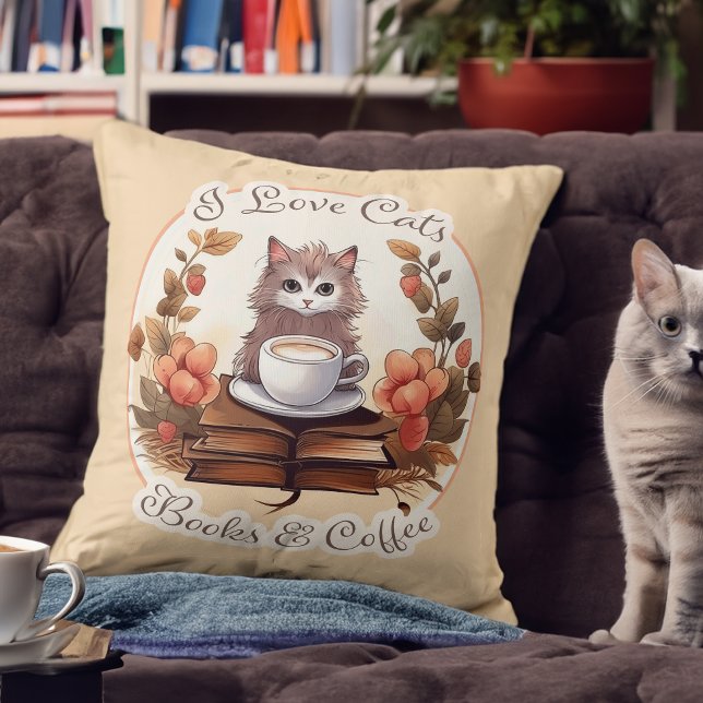 Coussin Chats, livres et café Cute Kitten (Créateur téléchargé)