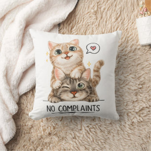 Coussin Chats mignons drôles sans plaintes Décoratif
