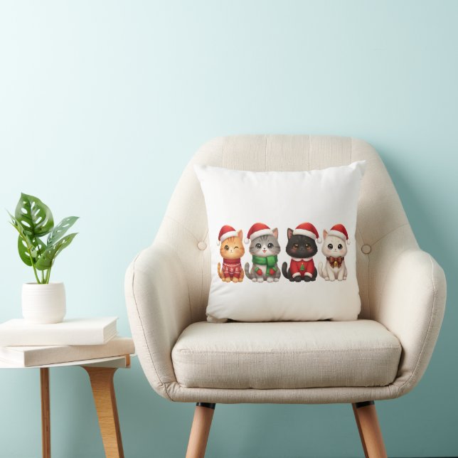 Coussin Chats mignons pour Noël - Dessin de chats pour les (Chaise)