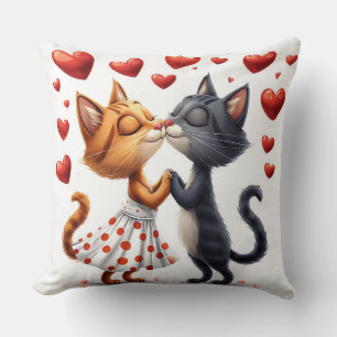 Coussin Chats mignons qui s'embrassent Amour romantique Co