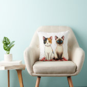 Coussin Chats mignons sur couverture à carreaux rouges (Chaise)