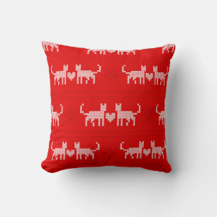 Coussin Chats motifs de Noël en croix amoureux de s