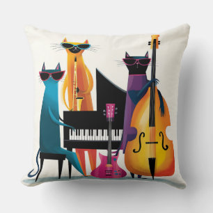 Coussin Chats musiciens de Jazz Cool Band