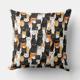 Coussin Chats noirs blancs orange