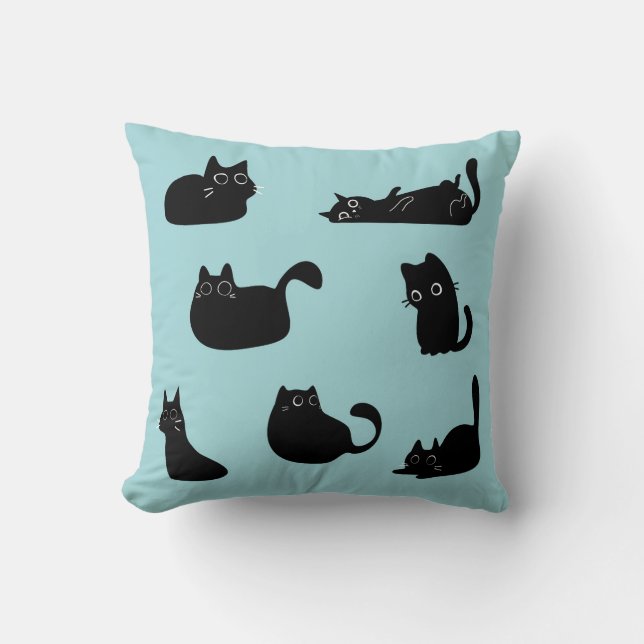 Coussin Chats noirs drôles (Recto)