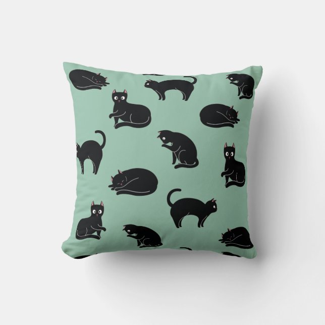 Coussin Chats noirs Motif sans couture (Recto)