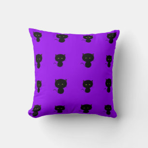 Coussin Chats noirs sur des enfants mignons violets