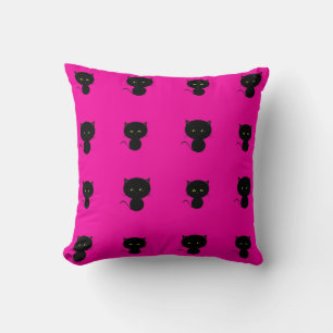 Coussin Chats noirs sur l'oreiller rose vif des filles