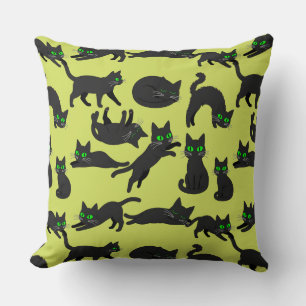 Coussin Chats noirs Yeux verts Chatons mignons