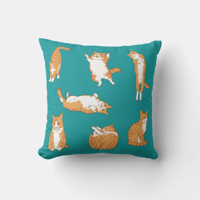 Coussin Chats oranges drôles (Recto)