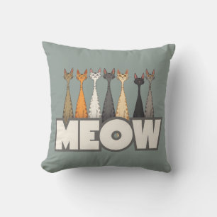 Coussin Chats qui regardent avec un air sage vert Art grap