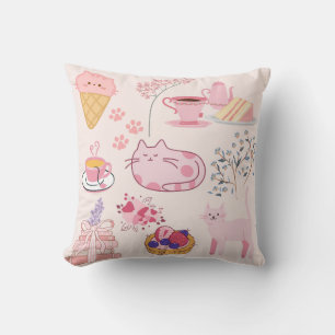 Coussin Chats Roses Coziness