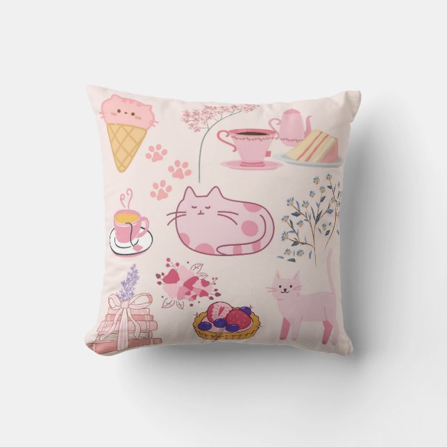 Coussin Chats Roses Coziness (Recto)