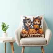 Coussin Chats roux mignons avec chapeaux de sorcière citro (Chaise)