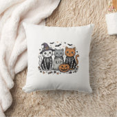 Coussin Chats squelette mignons Halloween Gravure vintage  (Couverture)