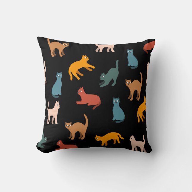 Coussin Chats sur le noir (Recto)