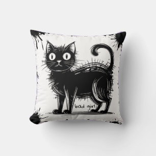 Coussin chatte à gribouillis