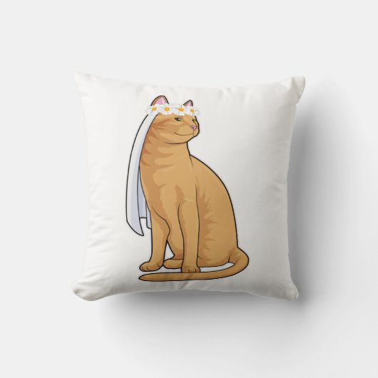 Coussin Chatte fiancée avec voile (Recto)