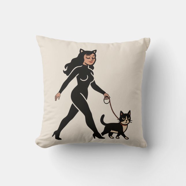 Coussin Chatte Mignonne Chat Tuxedo | Maman Chat Graphique (Recto)