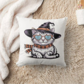 Coussin Chatte sorcière cool Chat de Halloween mignon ave (Couverture)