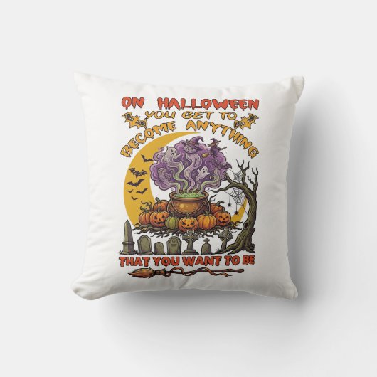 Coussin Chaudière de chat de fantôme de citrouilles de Hal (Recto)