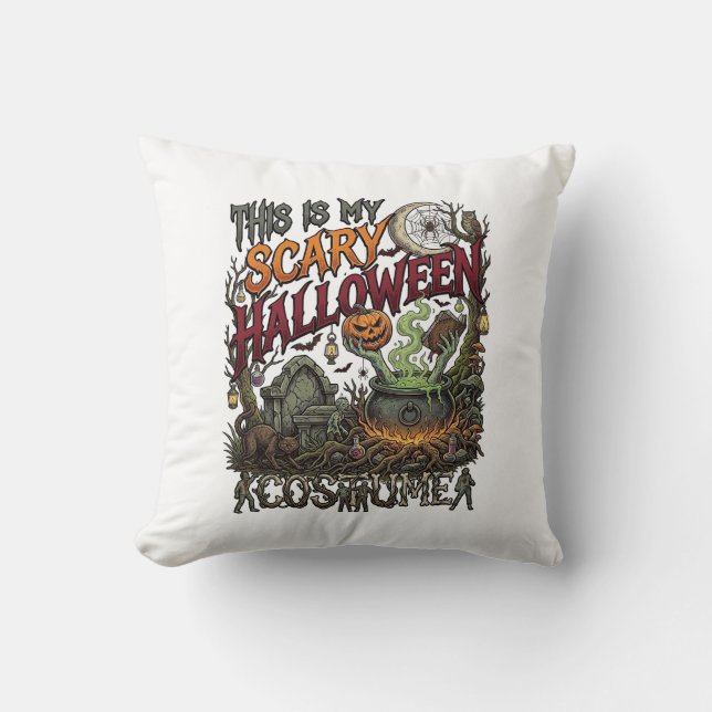 Coussin Chaudière de Citrouille de Chat de Costume d'Hallo (Recto)
